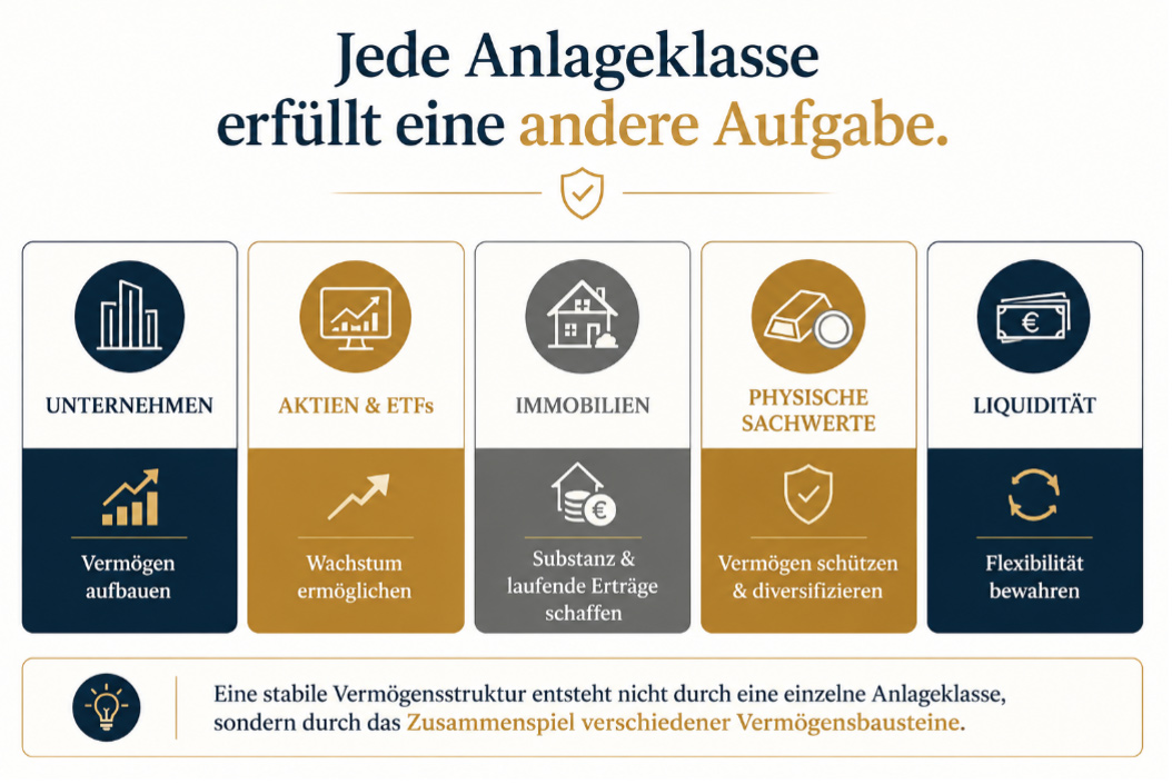 Jede Anlageklasse erfüllt eine andere Aufgabe.