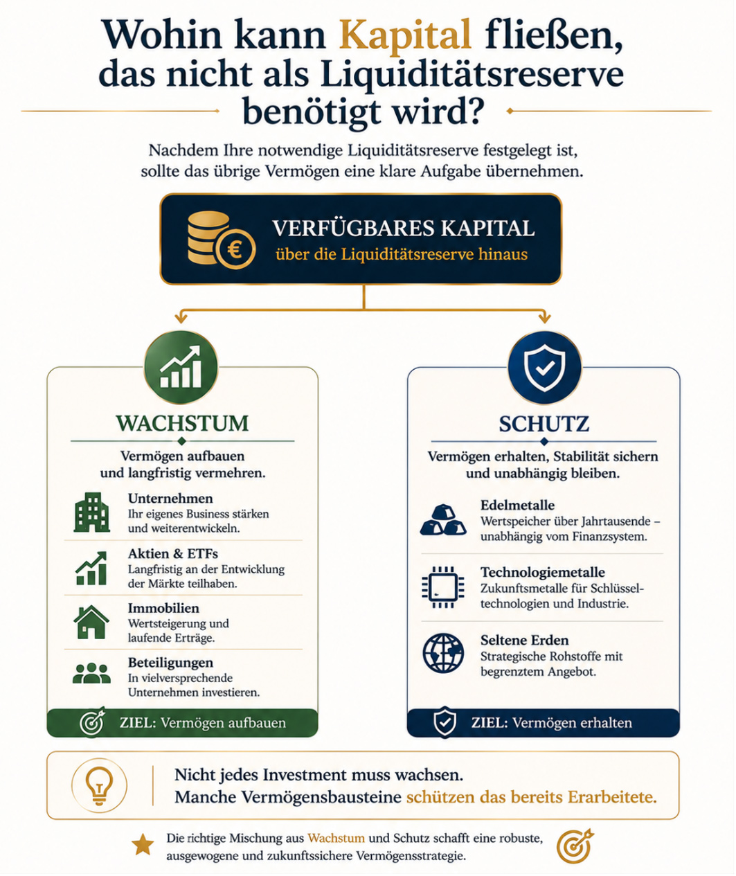 Wohin kann Kapital fließen, das nicht als Liquiditätsreserve benötigt wird?